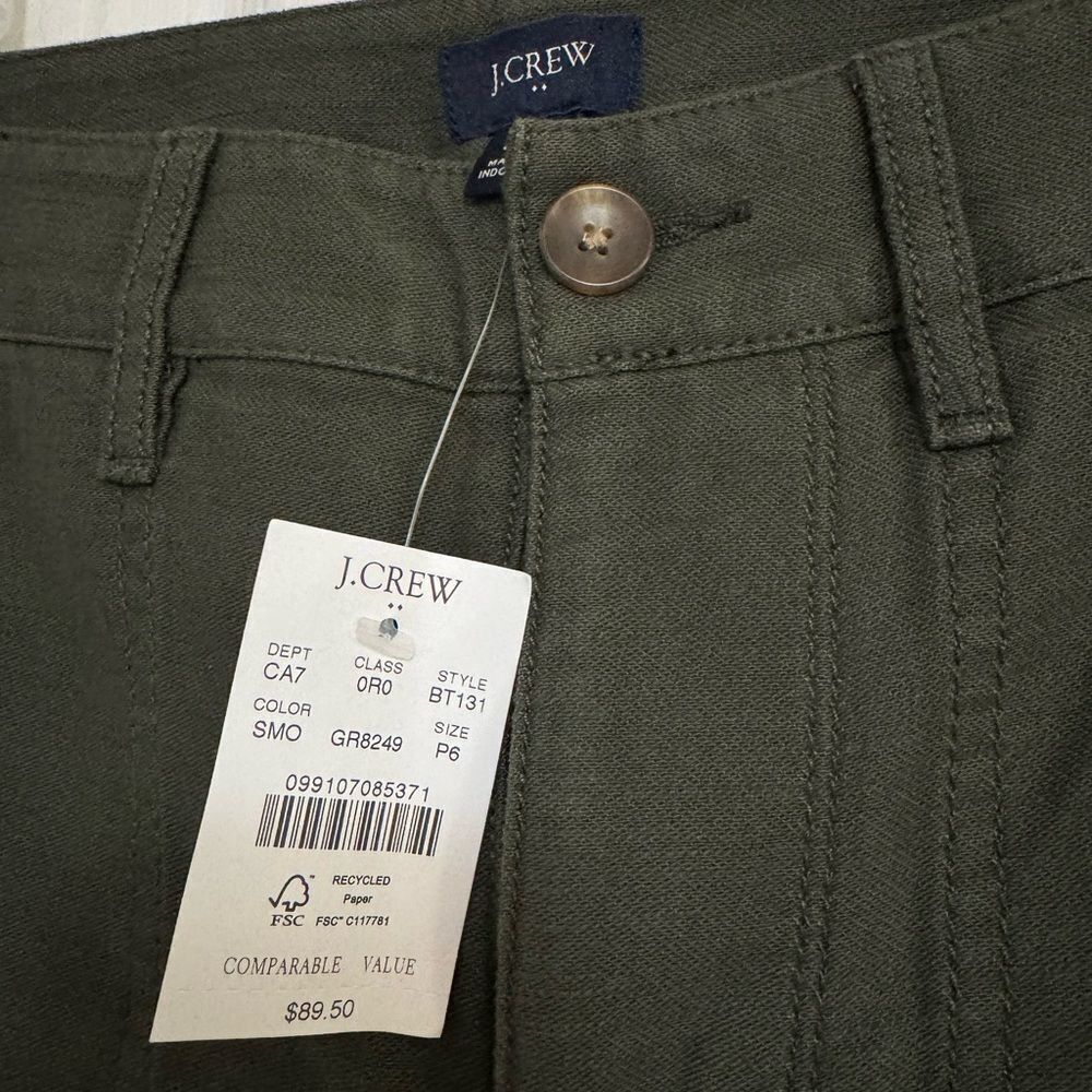 J.Crew Women’s Pants Style BT131 FA23 | Size P6 | 100% Cotton | Army Green | NWT - Picture 5 of 16
